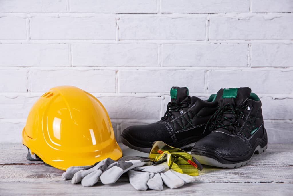 Vêtements de chantier posés sur le sol